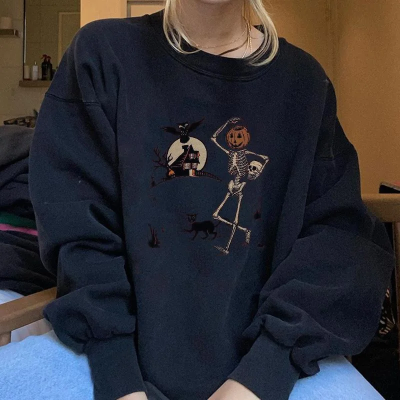 Designer fashion Halloween skull print sweatshirt