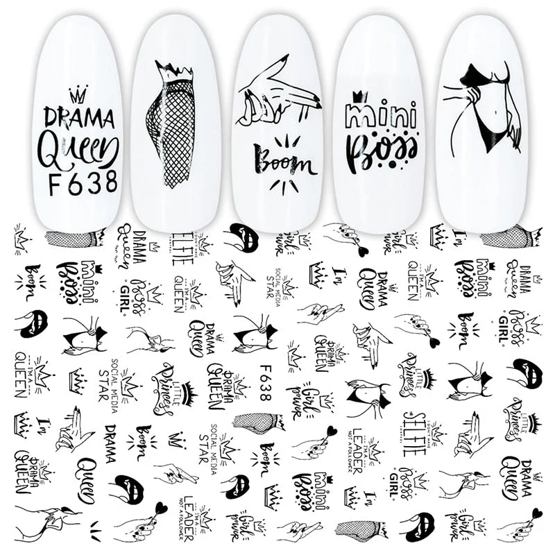 1PC Black White French Style 3D Adhesive Nail Sticker Decoration Checkerboard Design Wave Strip Nail Slider Decals Manicures-Nail Inspo