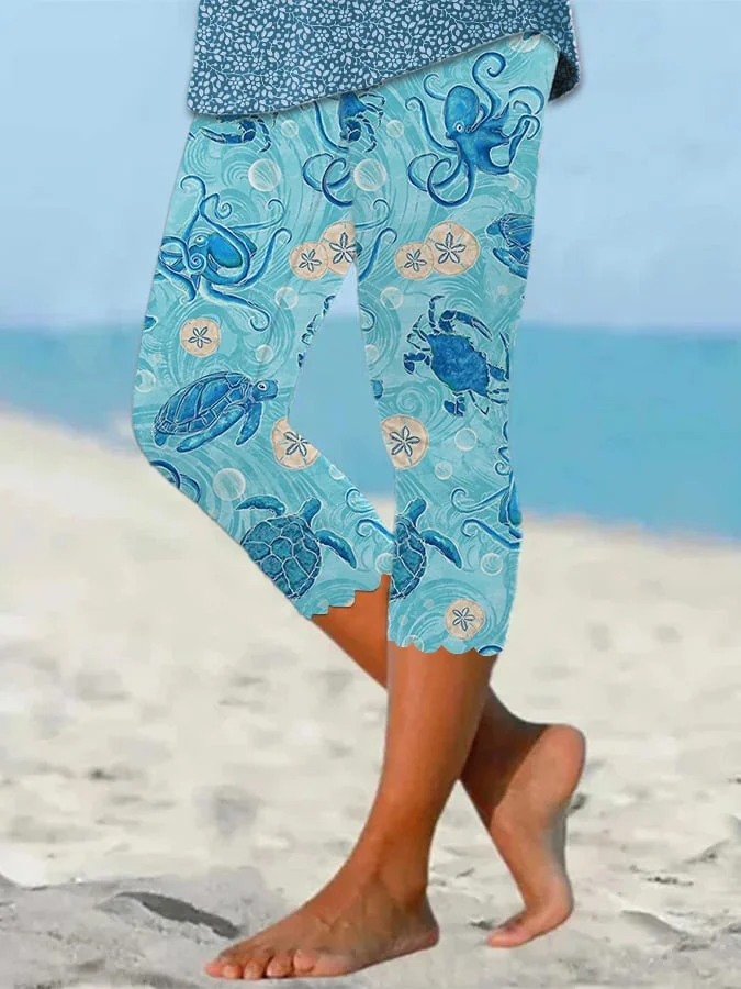 🔥Buy 3 Get 10% Off🔥Women's Hawaiian Turtle Print Resort Casual Leggings