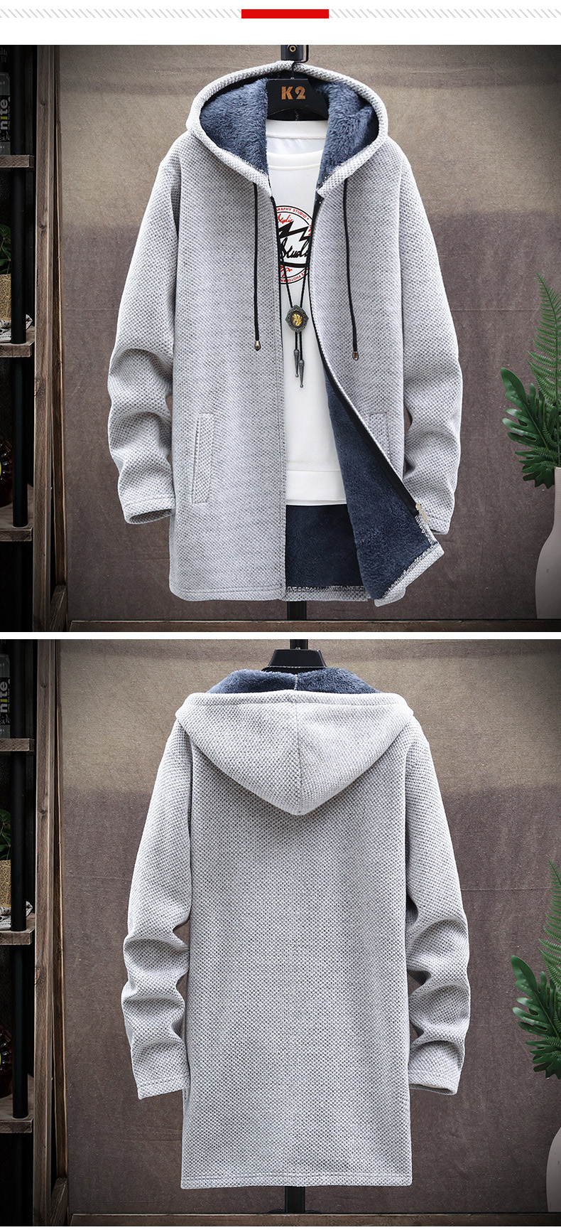 2023 Men Casual Sweaters Jacket Slim Long Thick Warm Hooded Sweater Co ...
