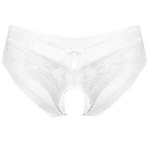 Men's see-through mesh tie-up crotchless underwear