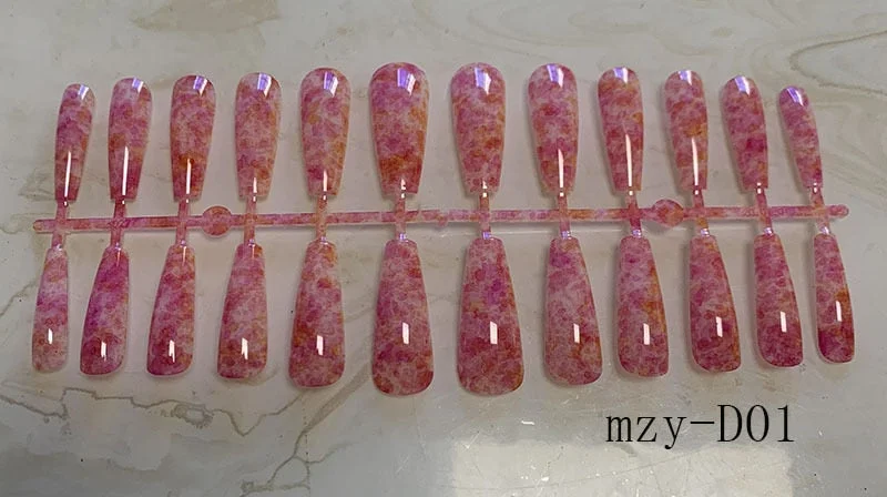 1set/24pcs Long Ballet Coffin Fake Nails Color Press On Nail Tips Removable Varnish Manicure Glue Style Ladies Decorations