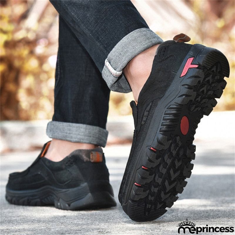 Outdoor Climbing Non-Slip Breathable Soft Rubber Men Leather Shoes