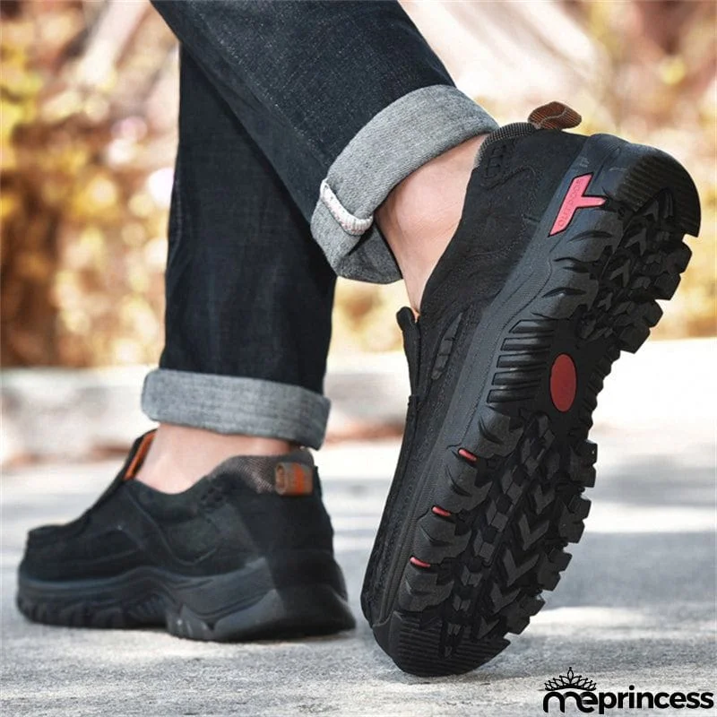 Outdoor Climbing Non-Slip Breathable Soft Rubber Men Leather Shoes