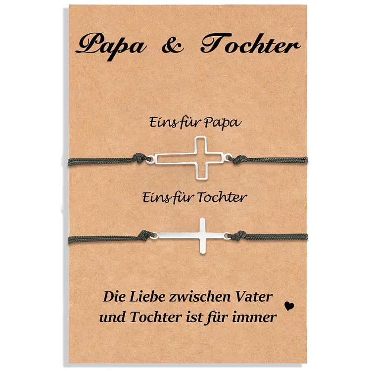 Kettenmachen Kreuz Armbänder Set-Papa & Tochter-Kommunion Geschenk mit Nachrichtenkarte