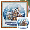 【Limited Stock Sale】Full Embroidery Cotton Thread 11CT Print Igloo Crystal Ball Cross Stitch 50x50cm tapestrymarket
