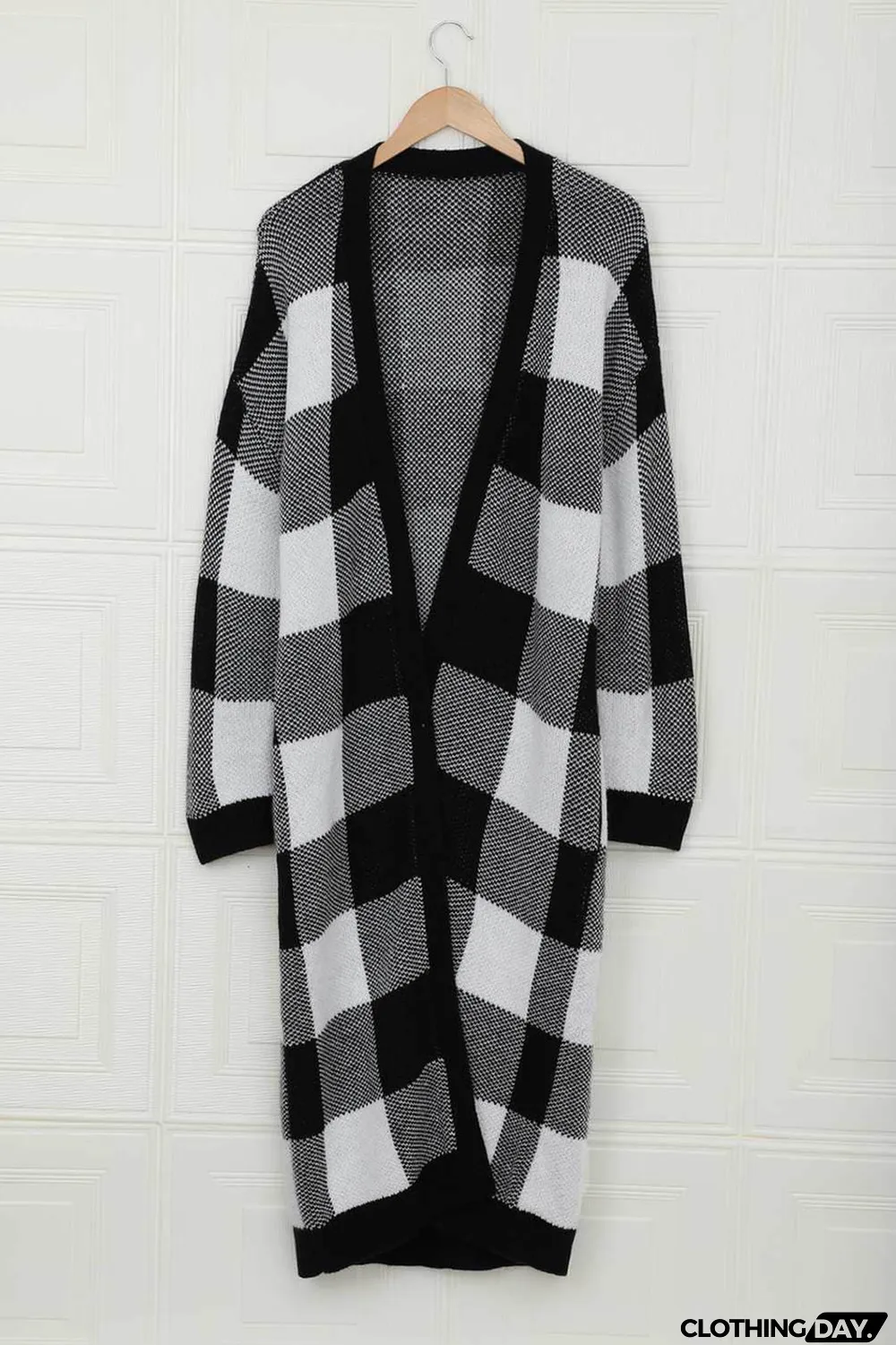 Board Games Pocketed Checkered Cardigan