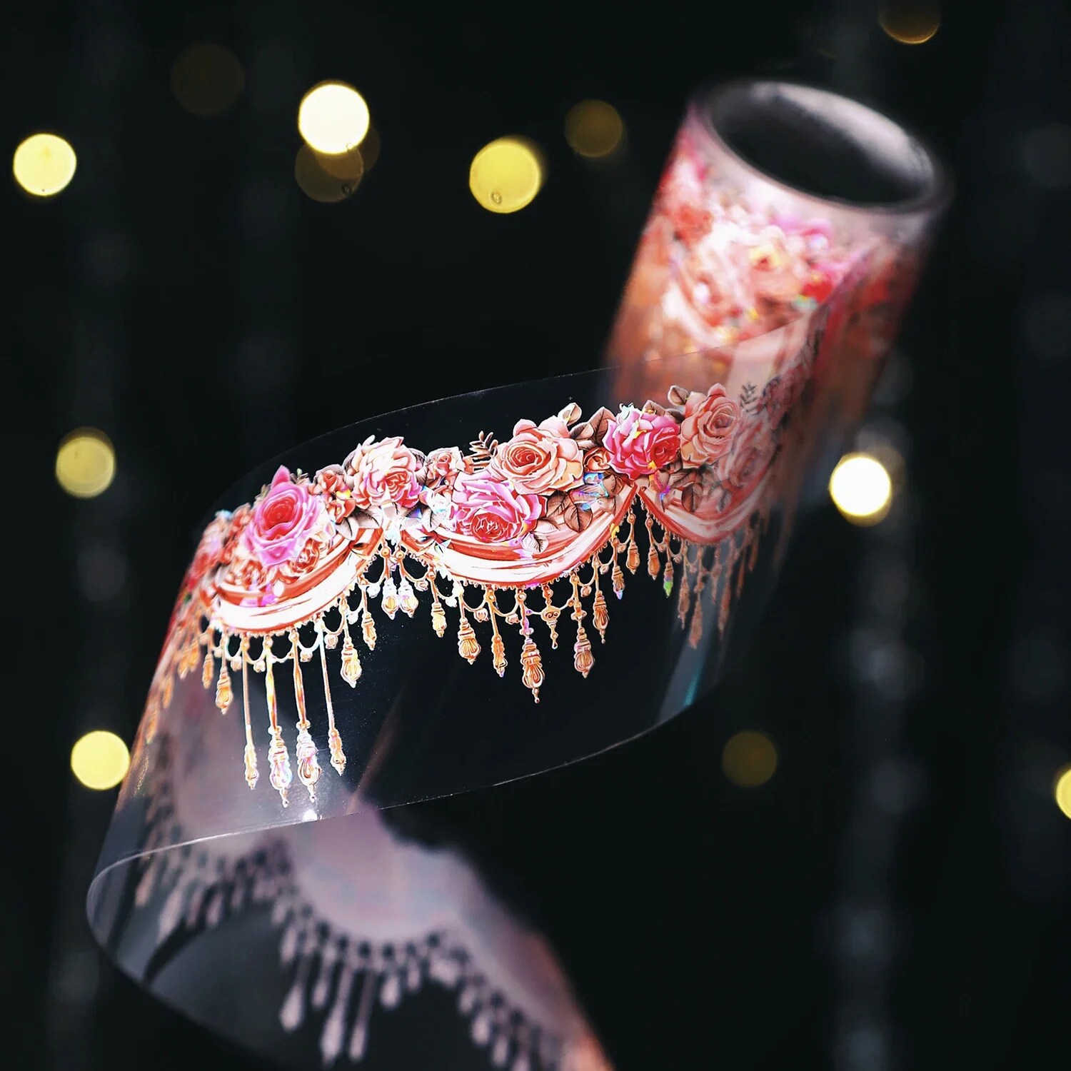 Journalsay 50mm*200cm 쥬얼리 커튼 시리즈 빈티지 꽃 커튼 조경 PET 테이프