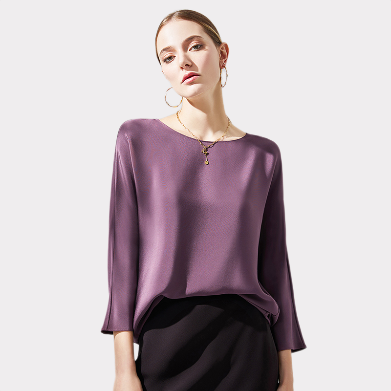 30 Momme Purple Silk Blouse REAL SILK LIFE