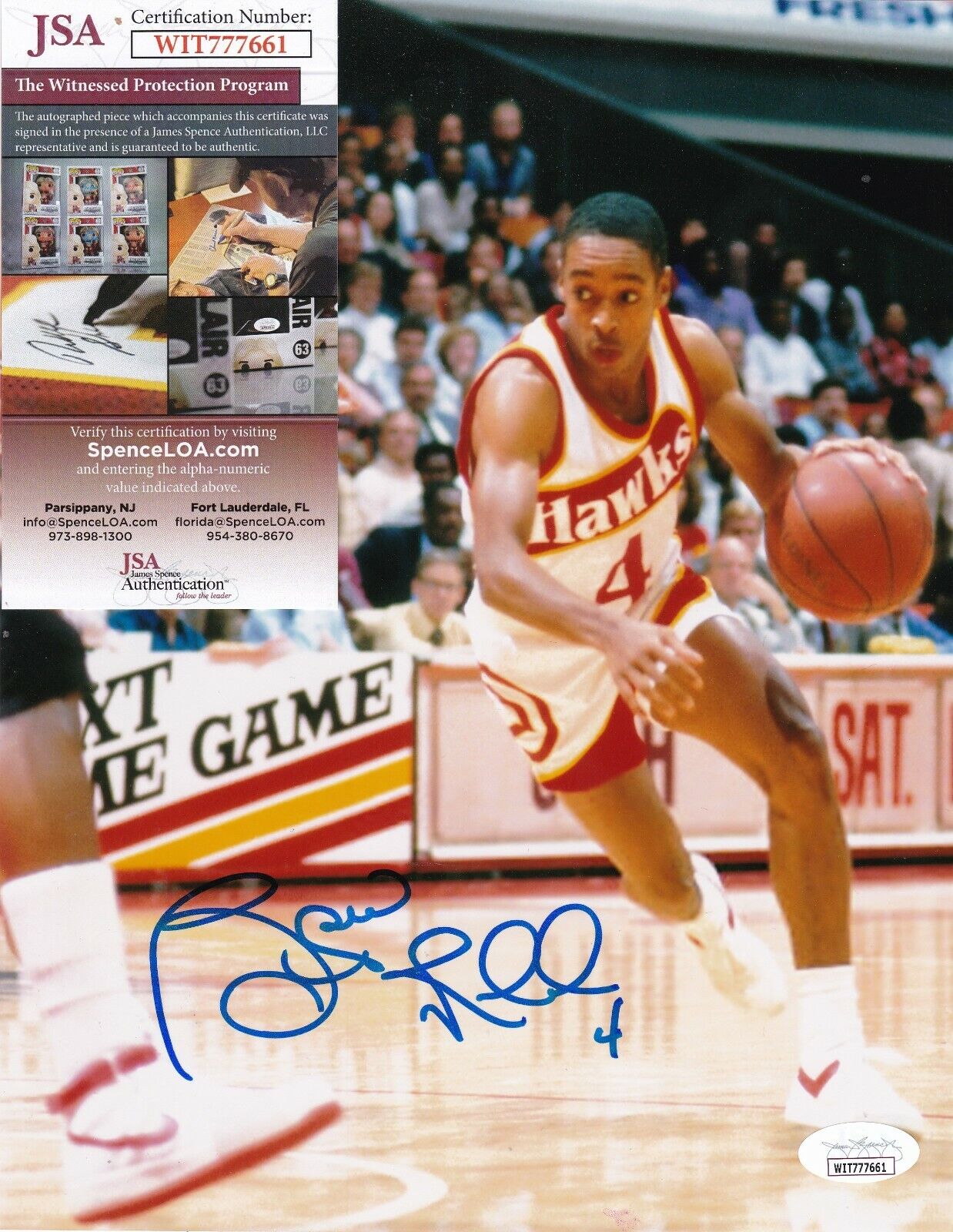 SPUD WEBB ATLANTA HAWKS JSA AUTHENTICATED ACTION SIGNED 8x10