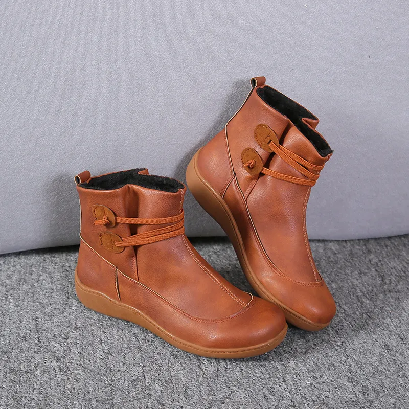 Breakj Breakj New Flat-Bottomed Plus Velvet Lady Warm Short Boots Winter New Martin Boots Yingfeng Ms. Short Boots