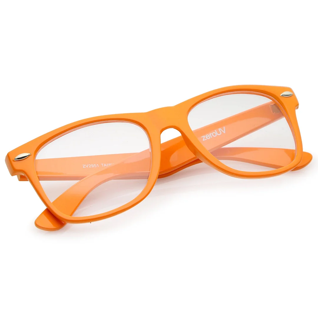 Retro Wide Temple Clear Lens Horn Rimmed Eyeglasses 54mm