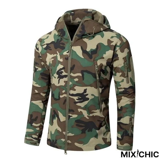 Men's Army Camouflage Jacket Coat Tactical Winter Waterproof Soft Shell Jackets Windbreaker Hunt