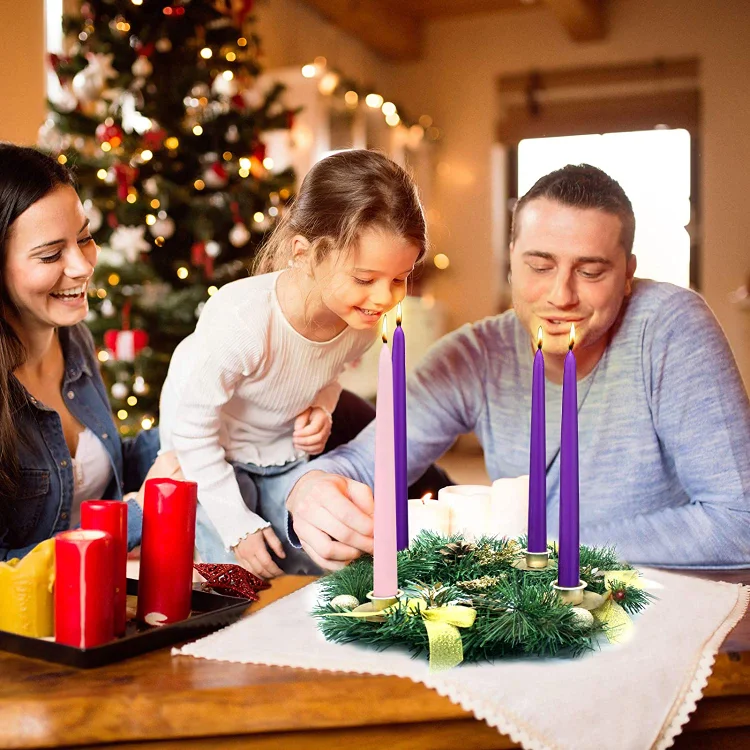 Advent Candle Holder Wreath X-mas Candles Decorations - Appledas
