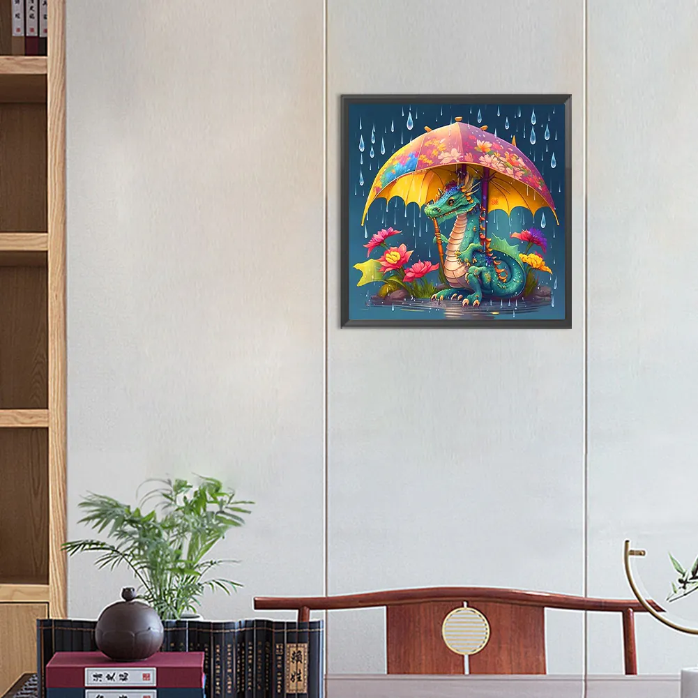 Diamond Painting - Full Round Drill - Umbrella Dragon(Canvas|30*30cm)