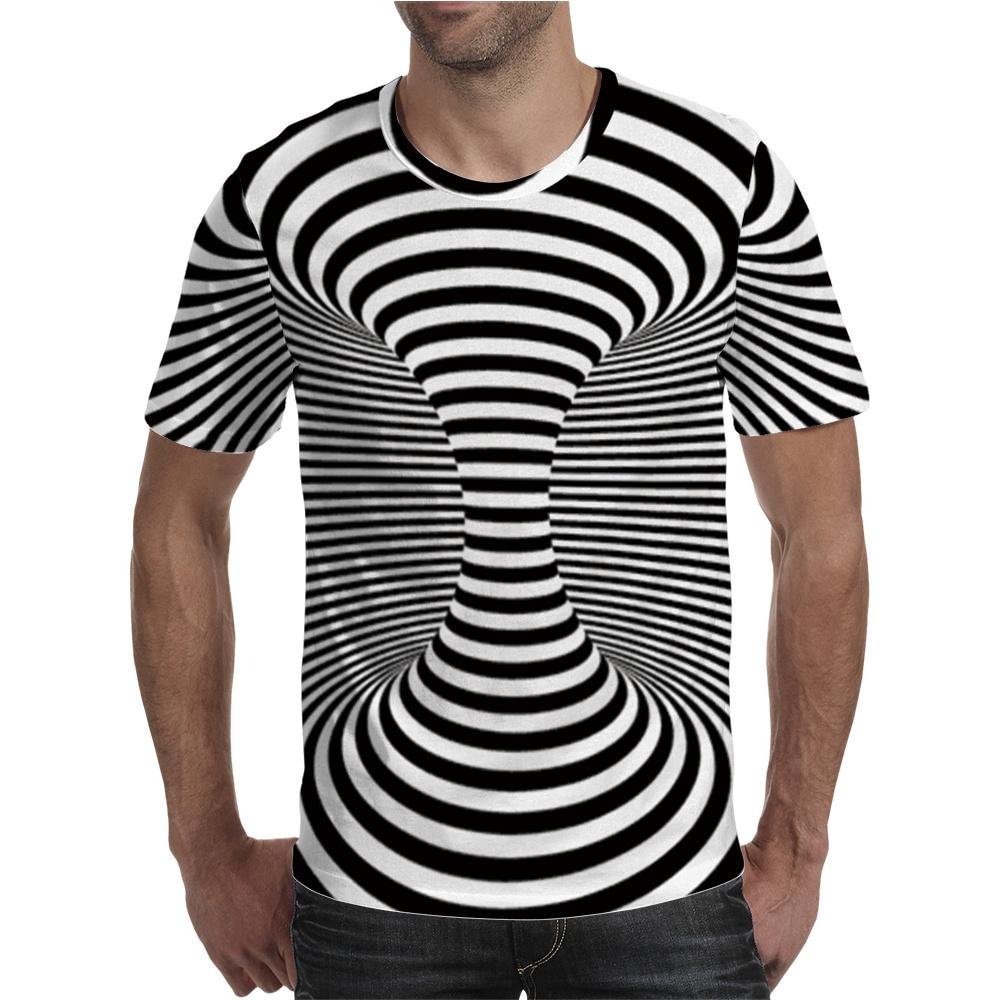 3D Graphic Short Sleeve Shirts Striped Shirt