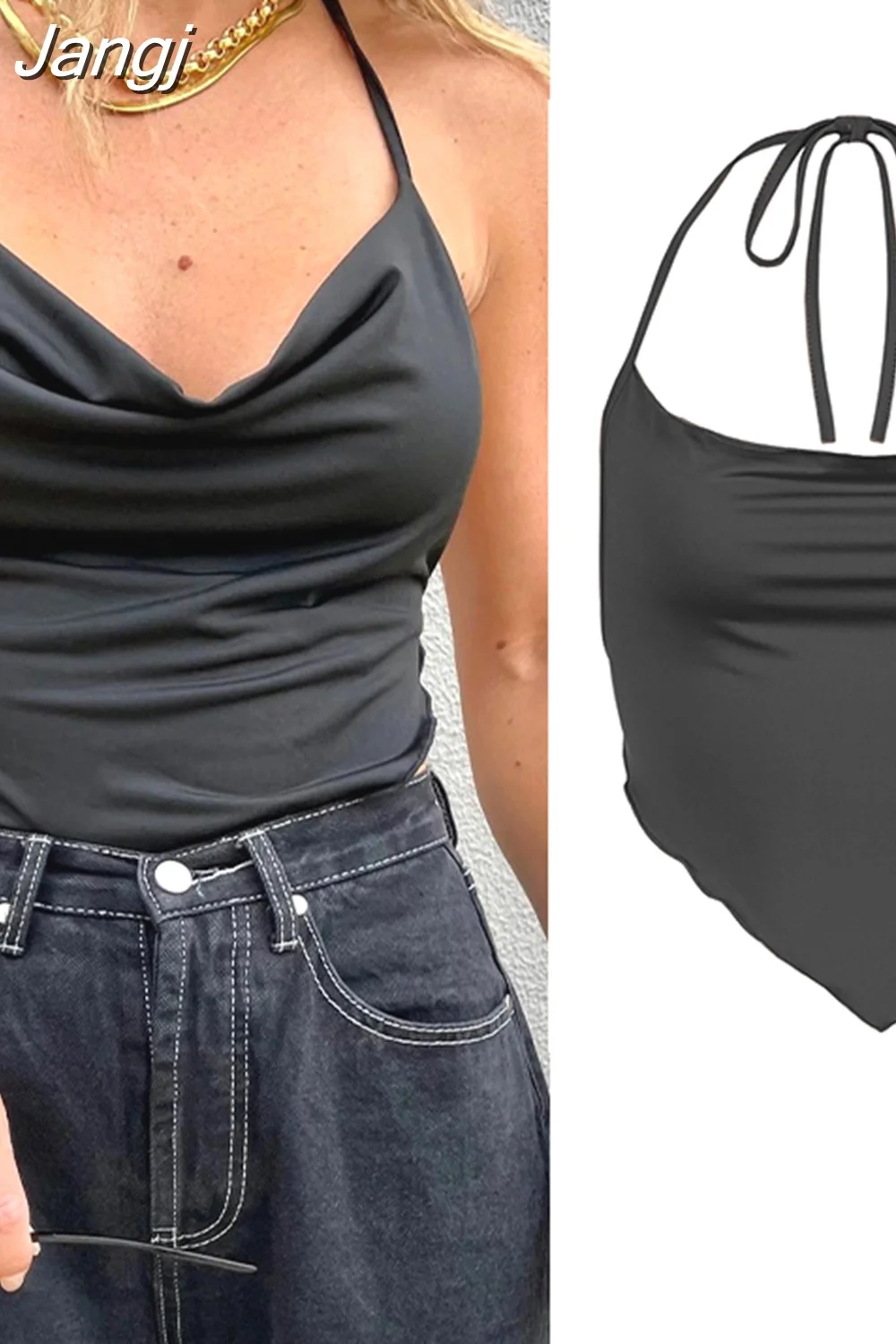 Jangj Women's Summer Crop Tops Sexy Hollow Tank Tops Brown Bras Seamless Underwear Slim Sleeveless Tube Tops Y2K Club Party Camis