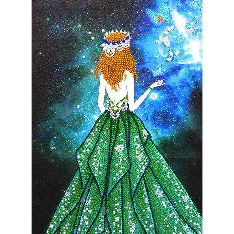 Girl & Butterfly - Partial Special Shaped Drill Diamond Painting - 30x40cm(Canvas)