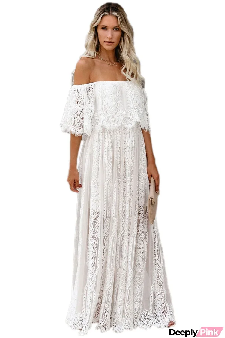 The Best Chapter Off The Shoulder Lace Maxi Dress