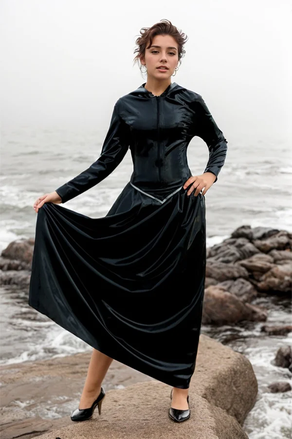 Women Latex Dress Enchanted Queen-Style Anime style Elegant Silhouette Gown 