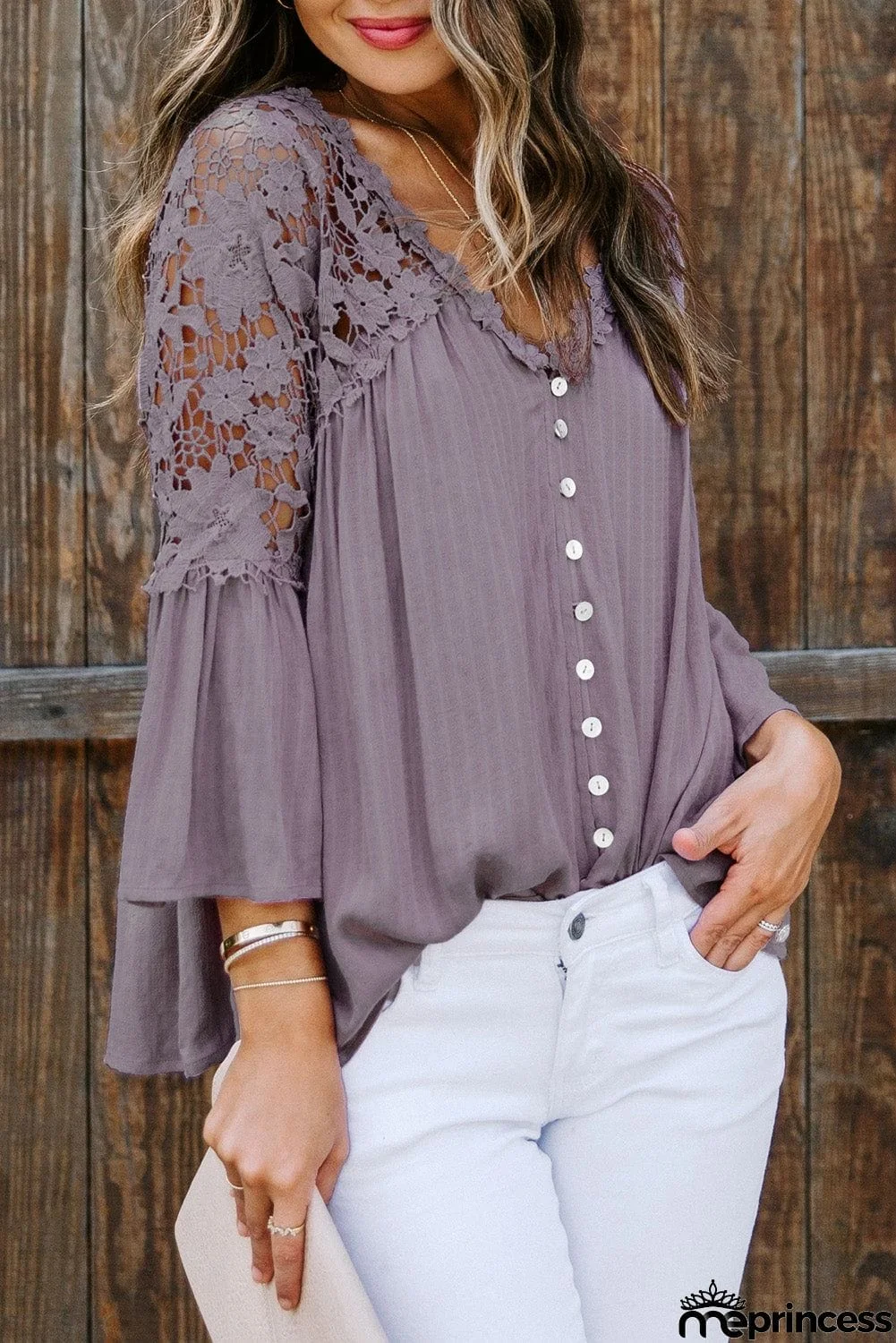 Crochet Lace Button Top
