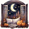 uk.everydayedeals (Limited Stock)Cross Stitch - 11ct Stamped - Paysages &agrave; l'ext&eacute;rieur de la fen&ecirc;tre d'automne (60*60cm)
