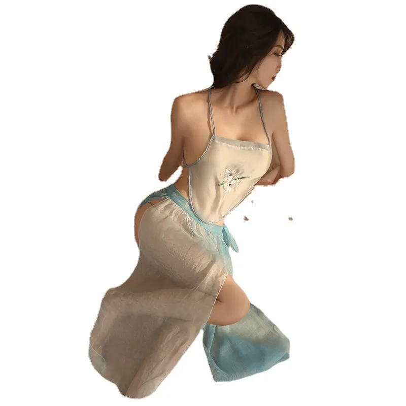 Churchf National Style Series Of Classical Belly Chiffon Sexy Pajamas Retro Free Uniform Perspective Pure Temptation Lingerie