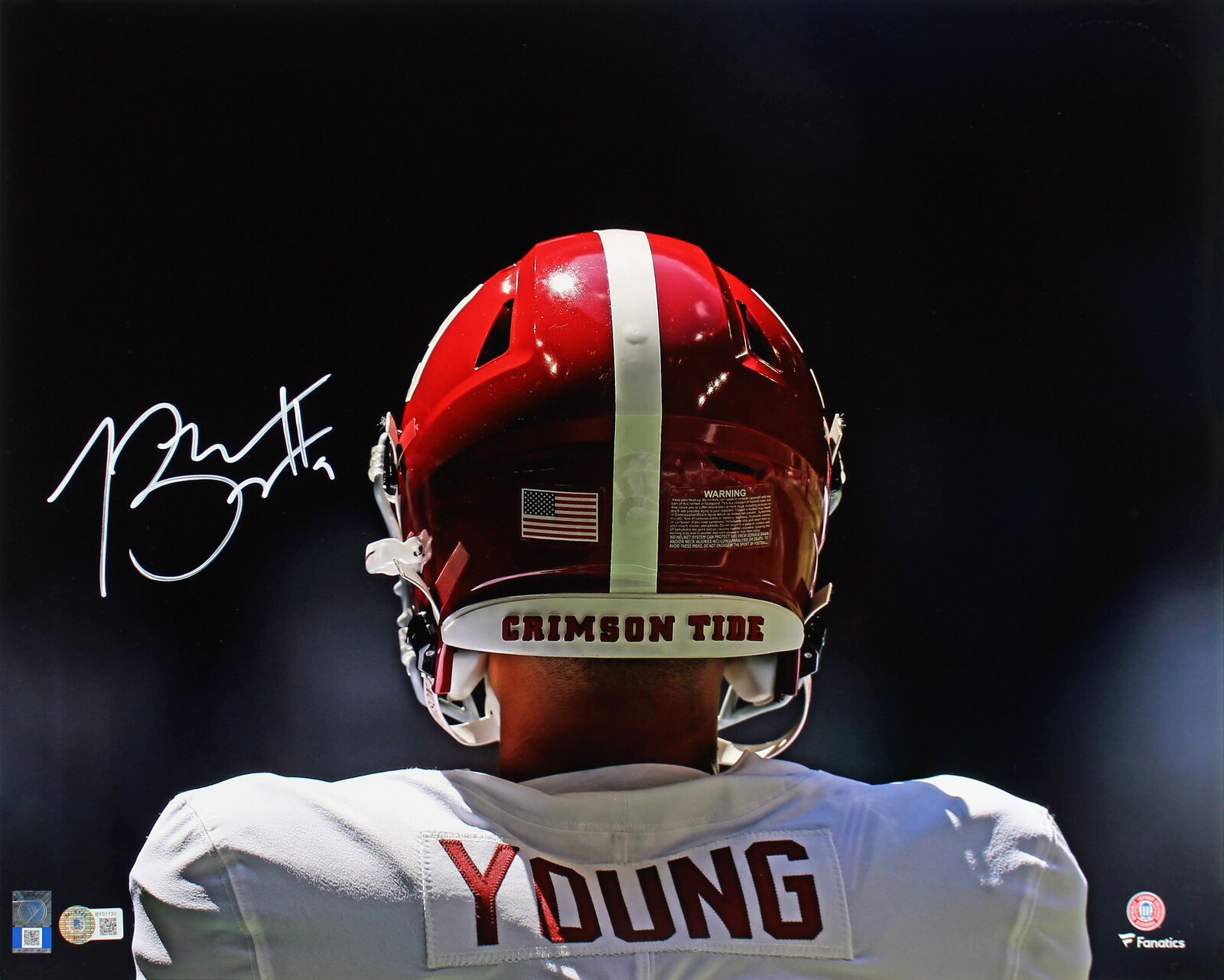 Alabama Bryce Young Authentic Signed 16x20 Horizontal Helmet Photo Poster painting BAS Witnessed