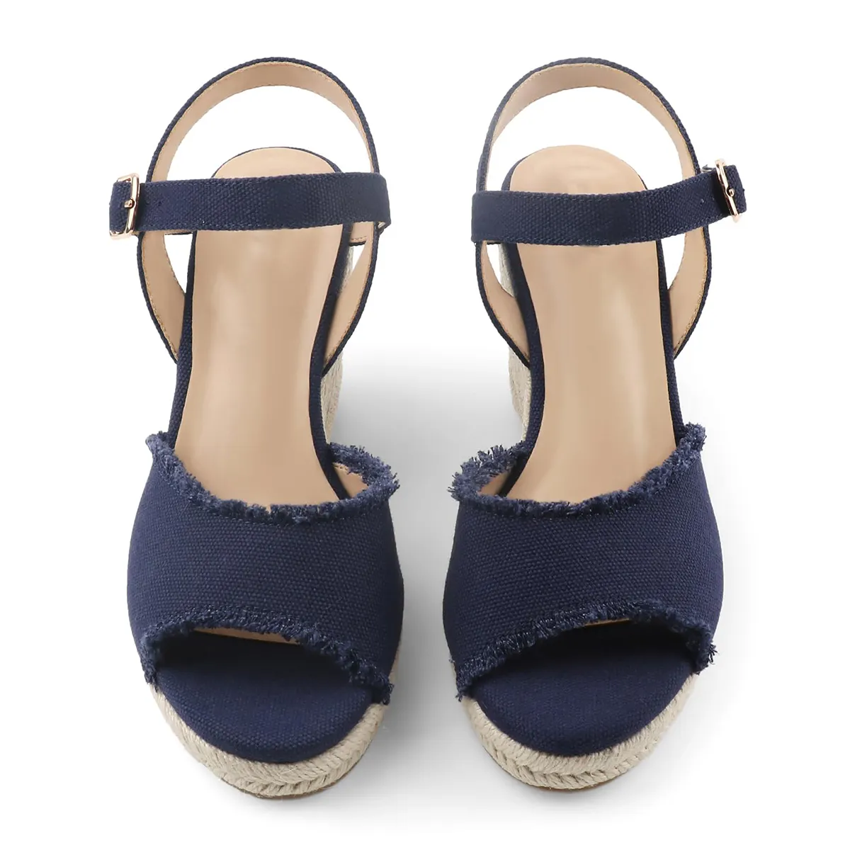115mm/4.5" Women's Fashion Platform Espadrille Wedge Heels Ankle Strap Sandals-vocosishoes