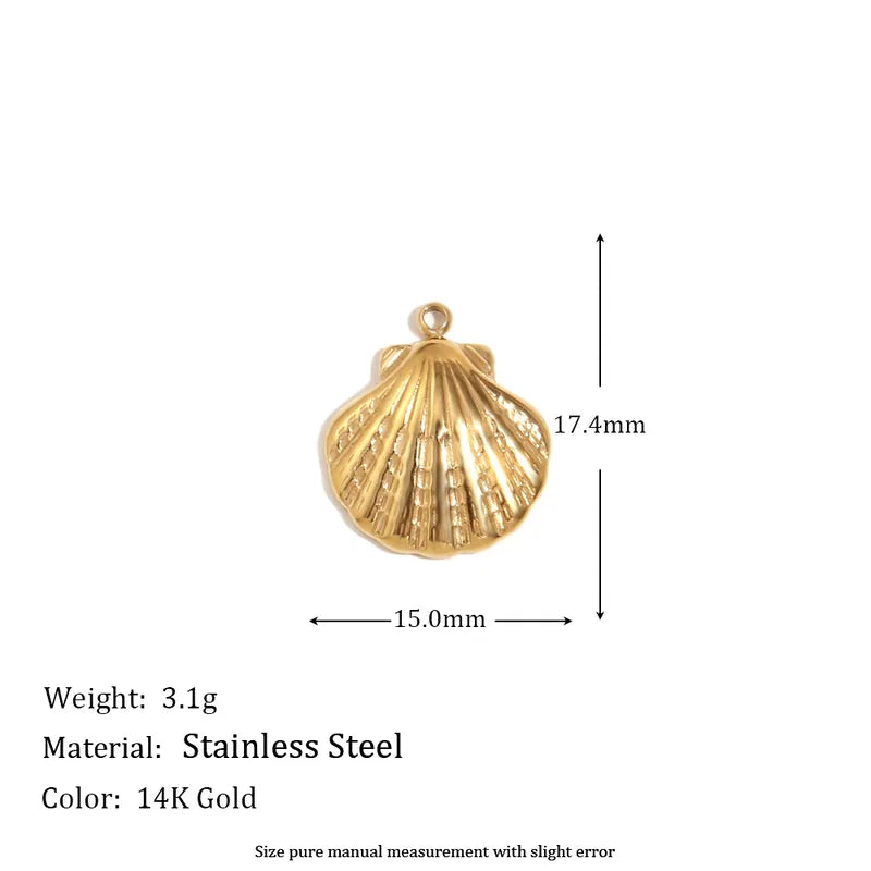 1 Piece 15*19.5mm 7.7*20.5mm 9.3*14.2mm 304 Stainless Steel 14K Gold Plated Ocean Bow Knot Shell Jewelry Accessories Pendant