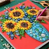 Sunflower Button Picture Art DIY Kit 30x30cm with Frame DIY Button Painting