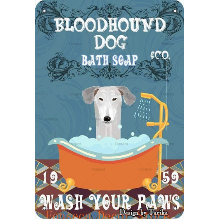 Blood Hound Bath Soap Co. - Vintage Tin Signs/Wooden Signs - 7.9x11.8in & 11.8x15.7in