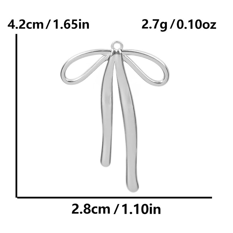5 Pieces 28*20mm 28*42mm 33*29mm 304 Stainless Steel 18K Gold Plated Bow Knot Polished Pendant