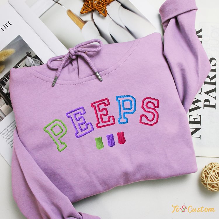 TOSCUSTOM™ Embroidered Peeps Easter Bunny Sweatshirt Cute Gift