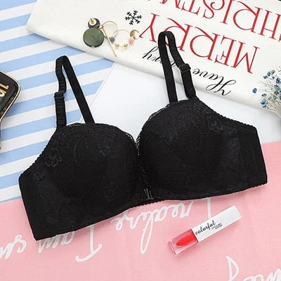 DERUILADY Lace Floral Wireless Bras For Women Front Closure Sexy Lingerie Plus Size Bralette Comfort Adjusted Push Up Bra