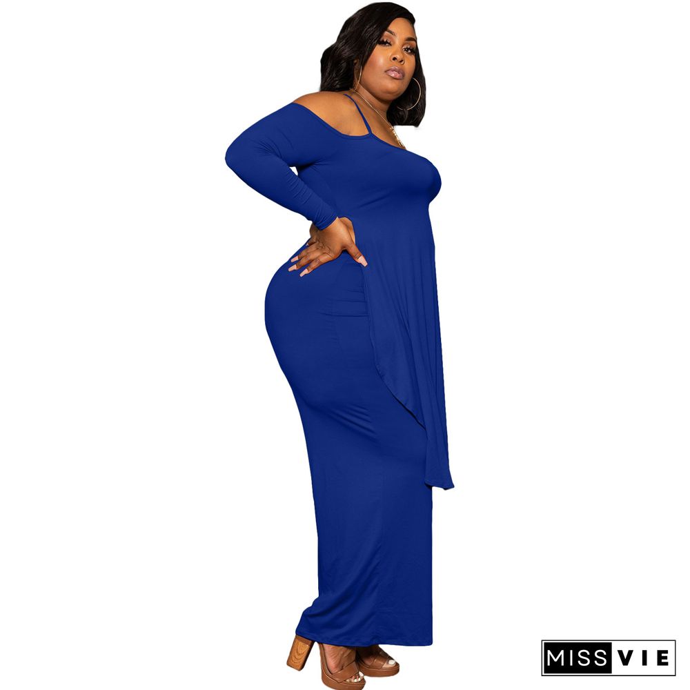 Plus Size Irregular Solid Casual Wide-leg Pants Suits