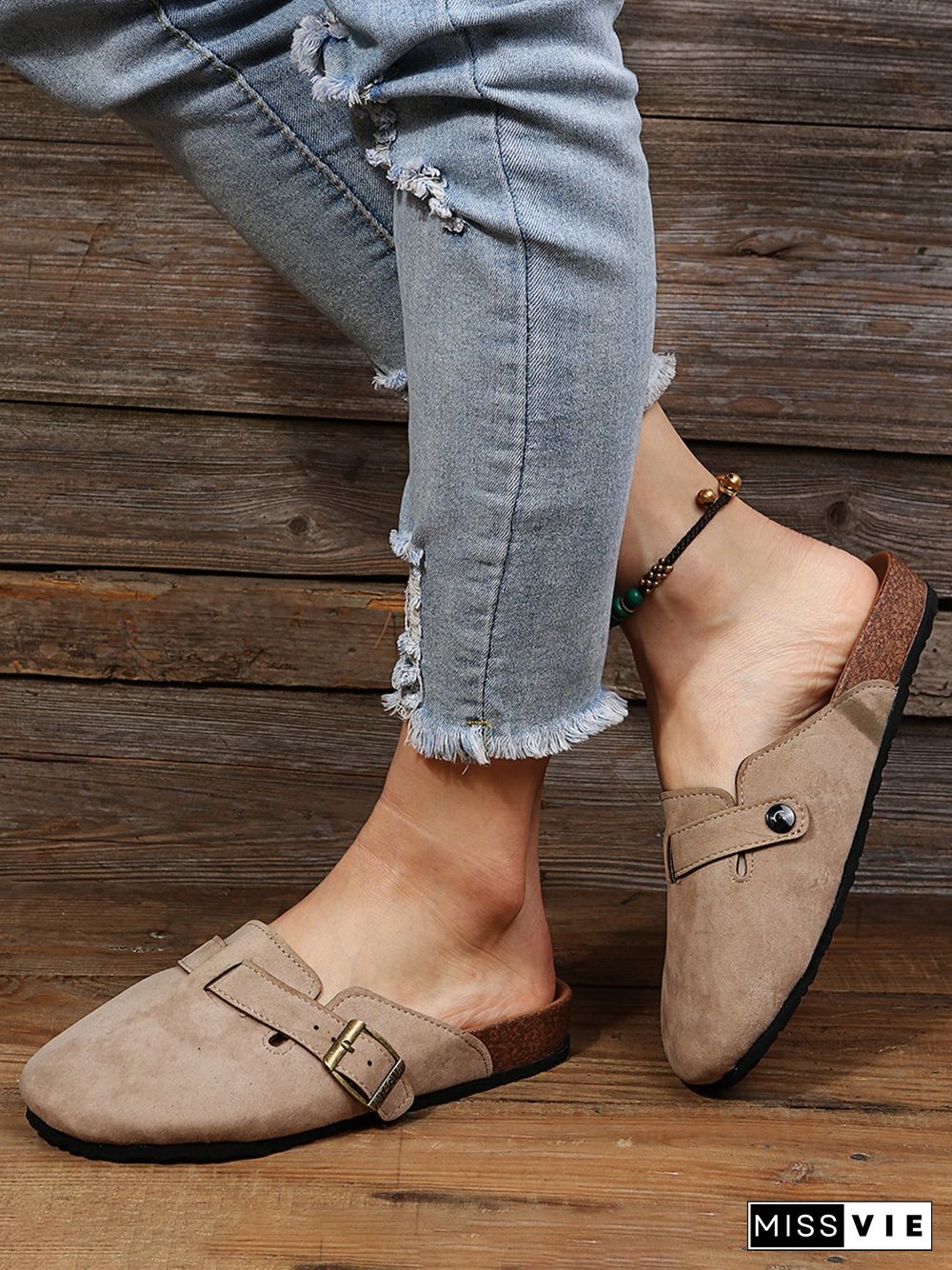 Solid Color Vintage Casual Mules