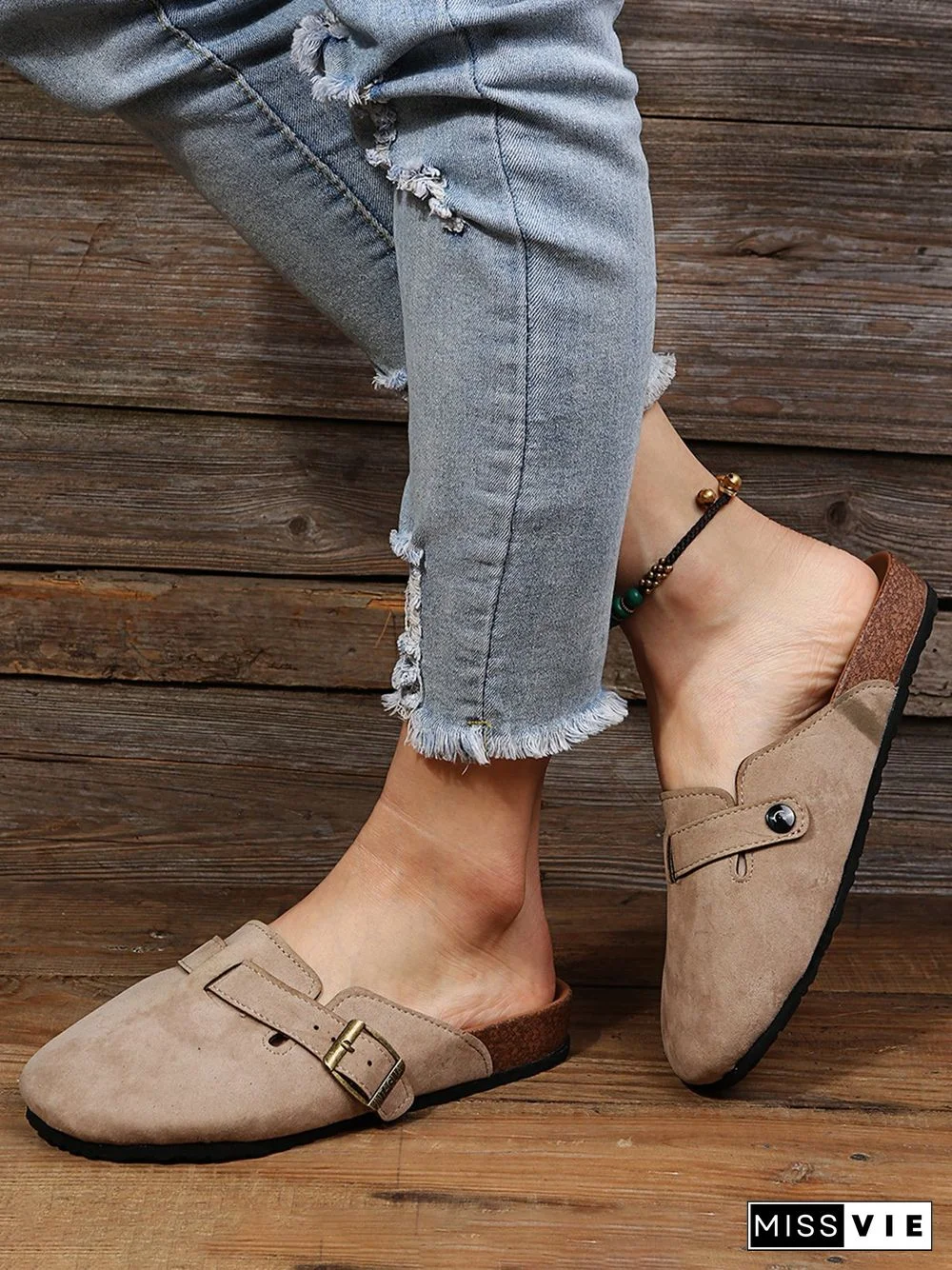 Solid Color Vintage Casual Mules