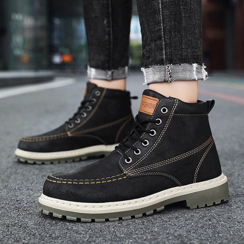 Winter / Autumn men's Motorcycle Outdoor Boots Men Fashion Ankle Boots Men's Boots Snow Boots Retro Oxfords Keep Warm Shoes