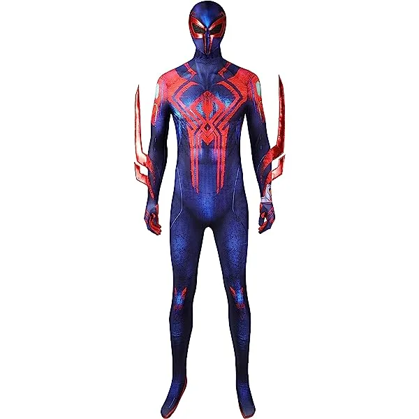 Superhero 2099 Cosplay Costume with Accessory Halloween Cosplay Bodysuit with Mask Blue Adult M