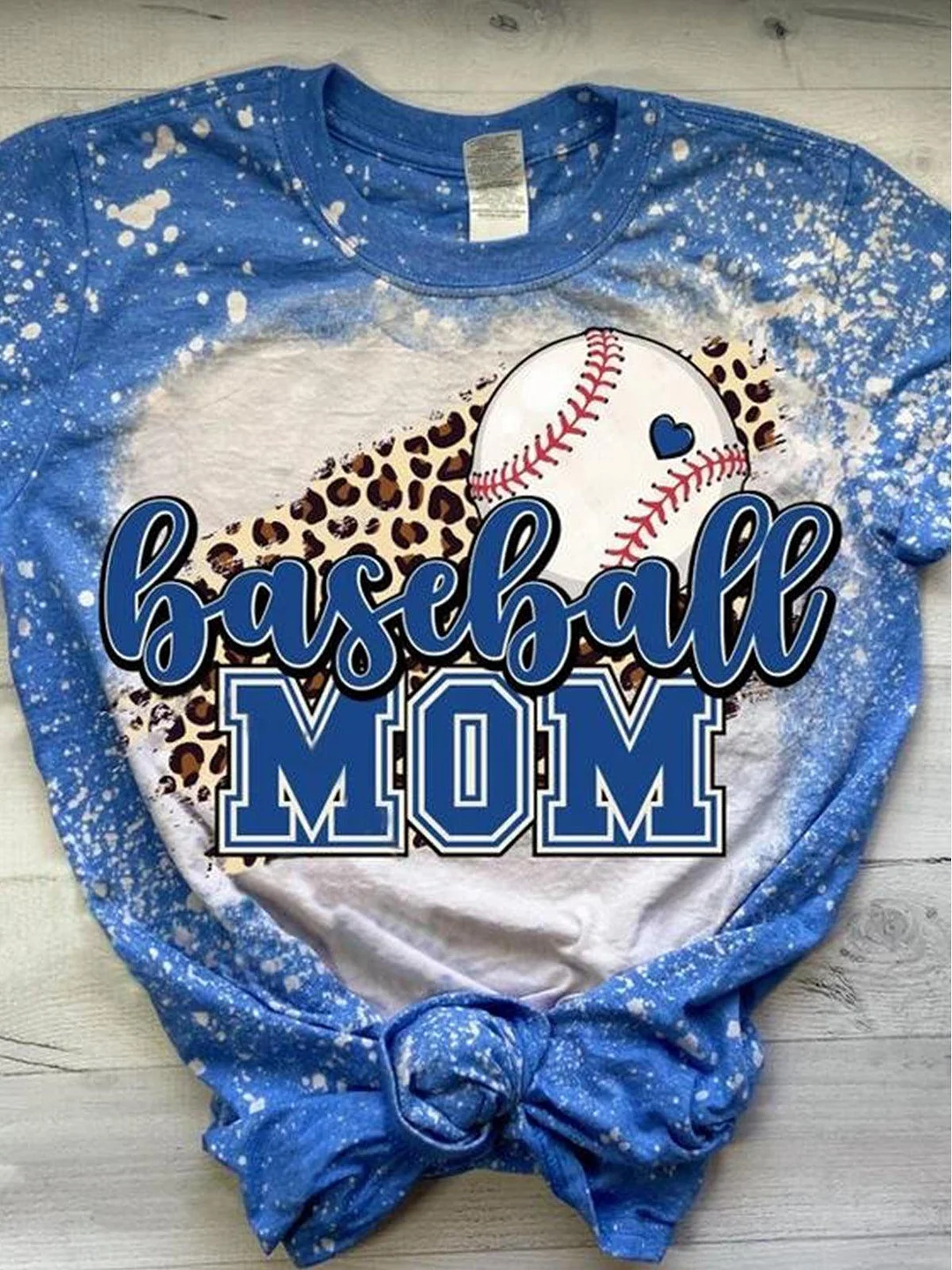 Baseball Mom Bleached Casual T-Shirt