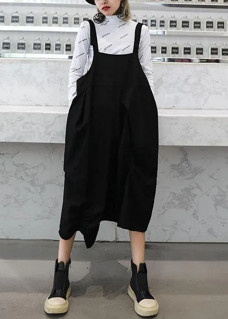 Natural black cotton quilting clothes Spaghetti Strap Cinched cotton robes Dress