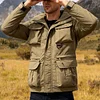 💥 2025 Hot Sale! Men's Outdoor Tactical Jacket with Multiple Pockets, Stand-up Collar and Zippered Hood - Windproof and Cold-resistant for Hiking, Camping, and Fishing