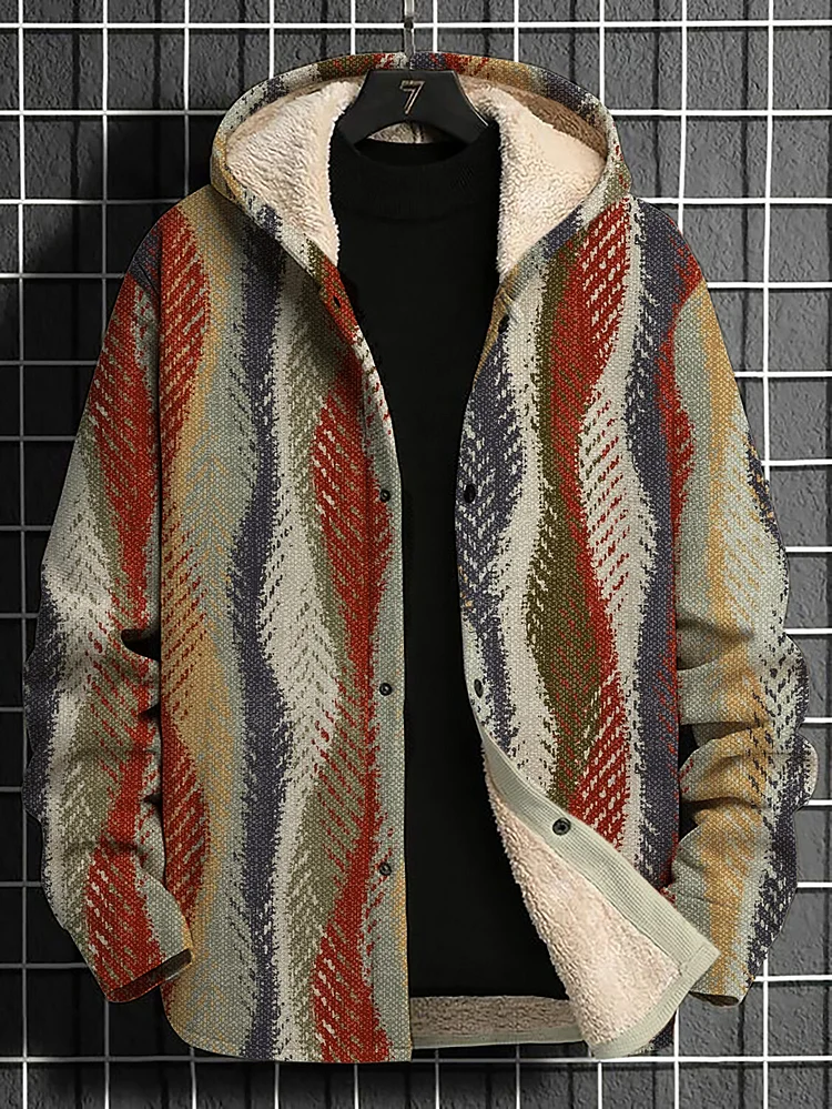 Men's Colorful African Tribal Patterns Art Print Long Sleeve Hooded Coat