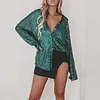 Women's Shiny Sequin Thin Lapel Long Sleeve T-Shirt Top