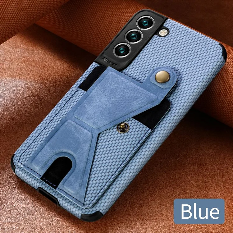 Carbon Fiber Wallet Flip Leather Phone Case For Samsung