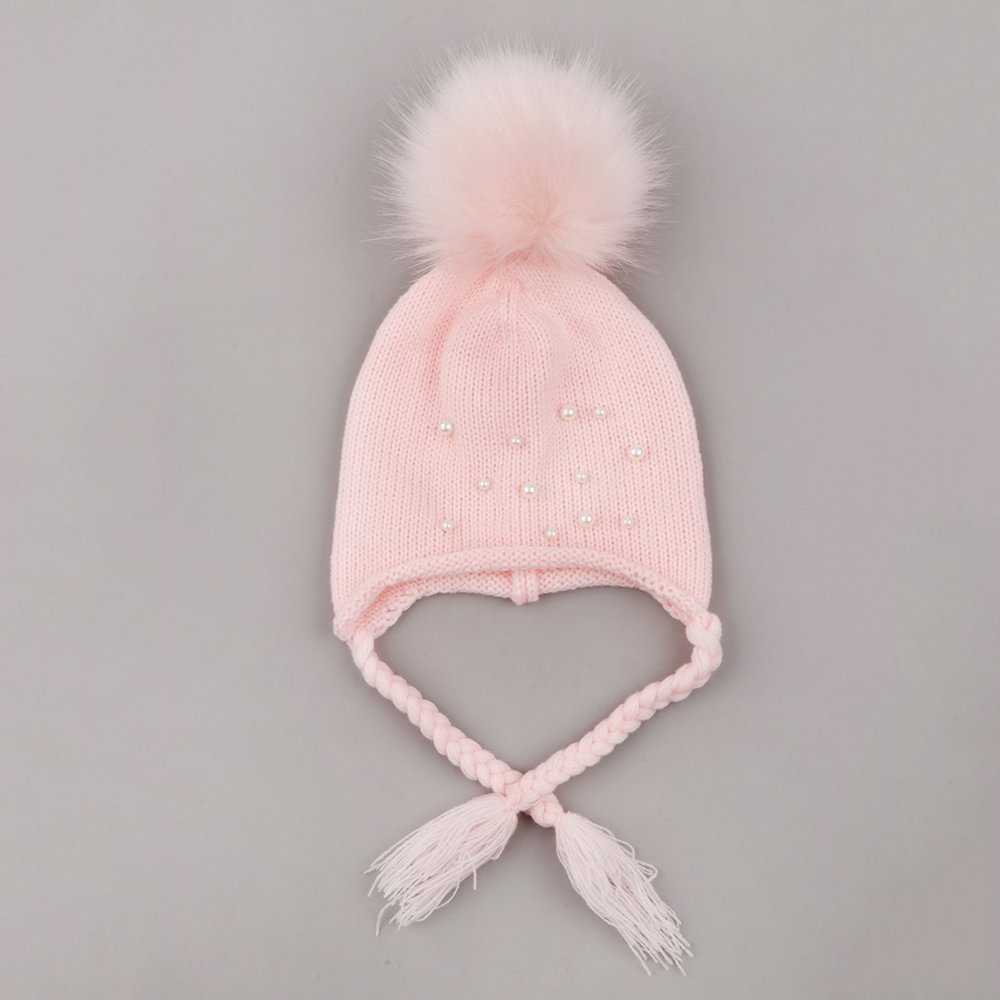 Pearl Baby/Toddler Pom Pom Knitted Hat