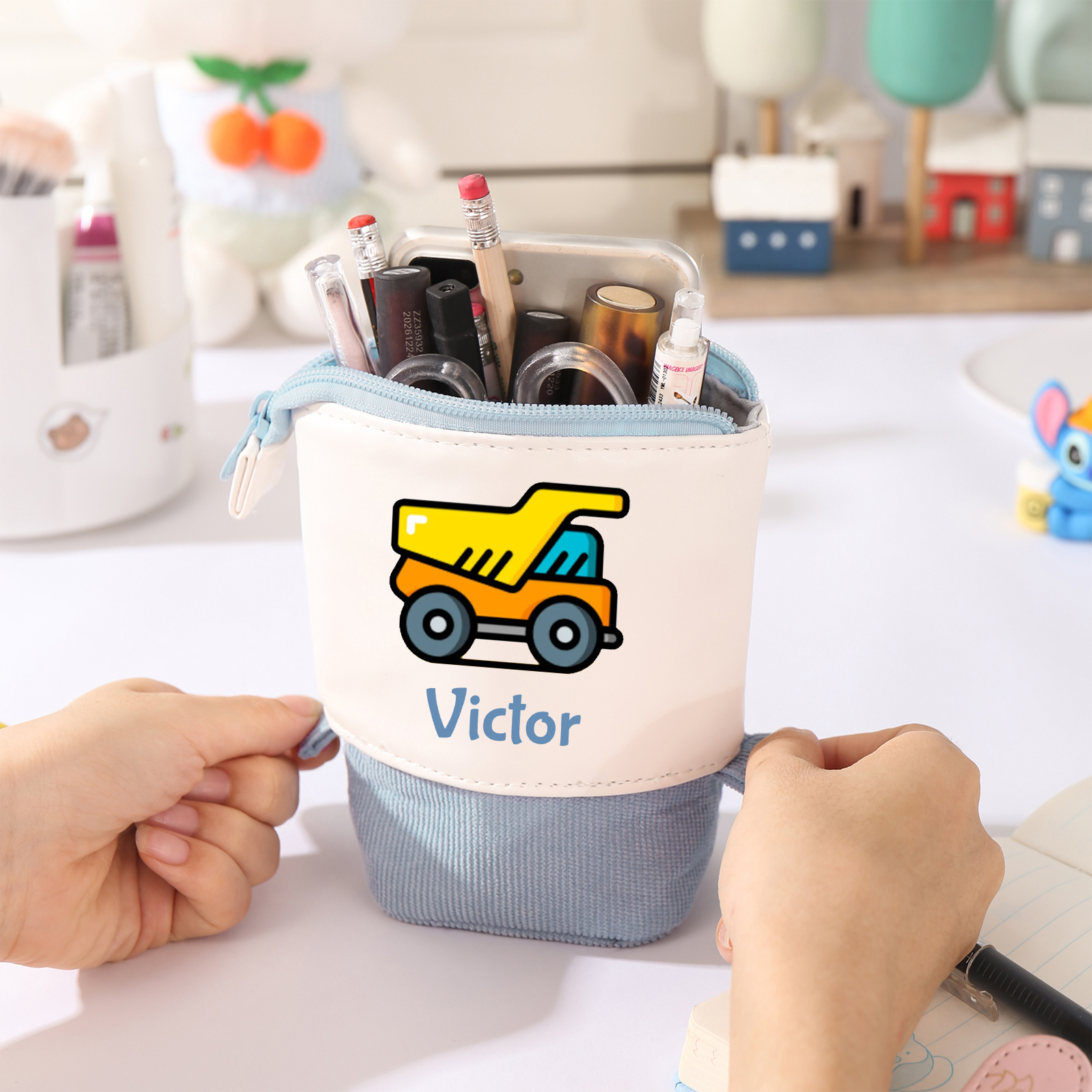 Personalised Pencil Case Custom Name & Vehicle Pattern Pen Pouch Back To School Gift for Sons Daughters-Jessemade AU