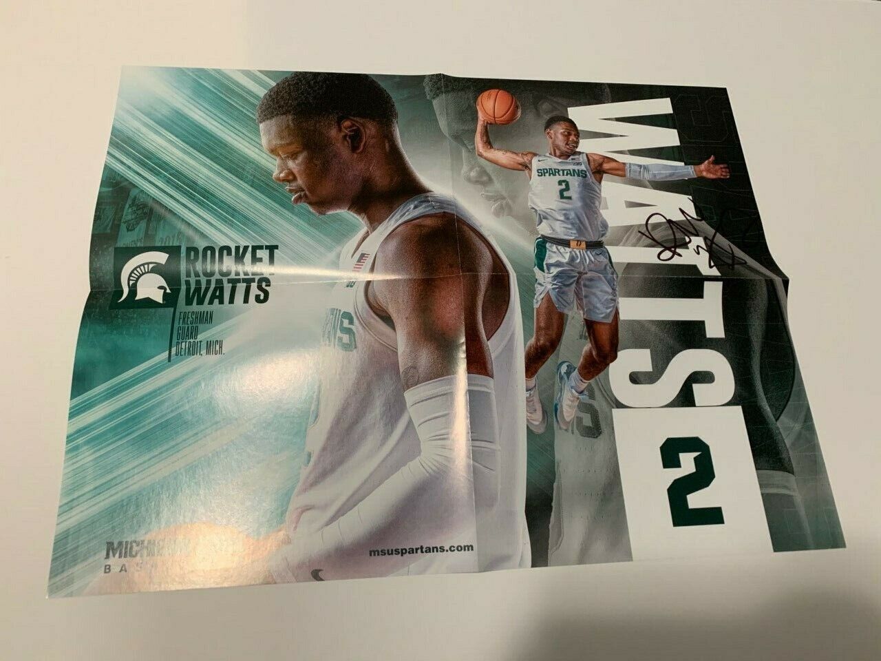 Rocket Watts Michigan State Spartans hand autographed signed POSTER WOW MSU!!