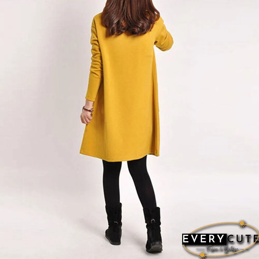 New Fashions Womens Loose Long Sleeve Top Blouse T-Shirt Tunic Mini Maxi Dress Kaftan